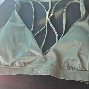 Large PINK Victoria's Secret Ultimate lightly lined Olive Green Bralette
